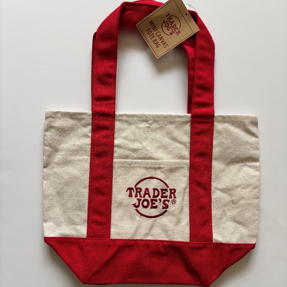 NWT Trader Joe’s Mini Canvas Tote Bag NEW WITH TAGS – RED